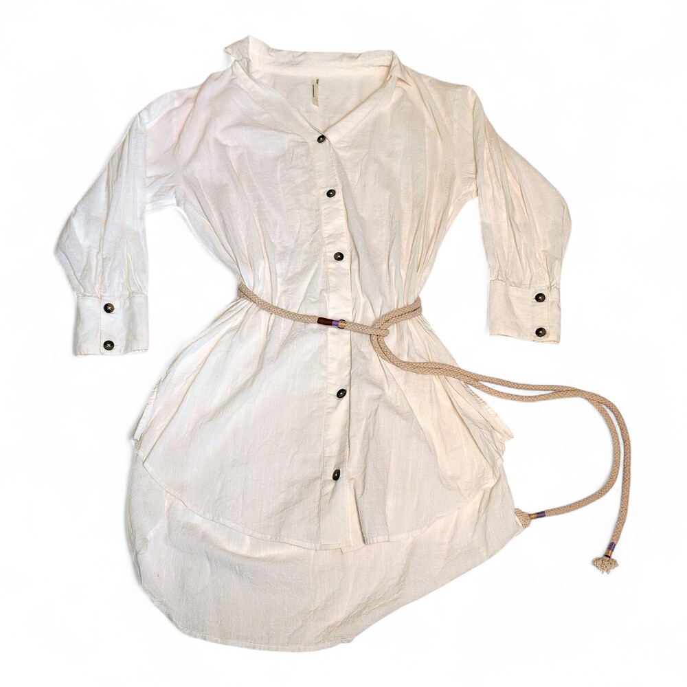 Anthropologie White Long Sleeve Dress